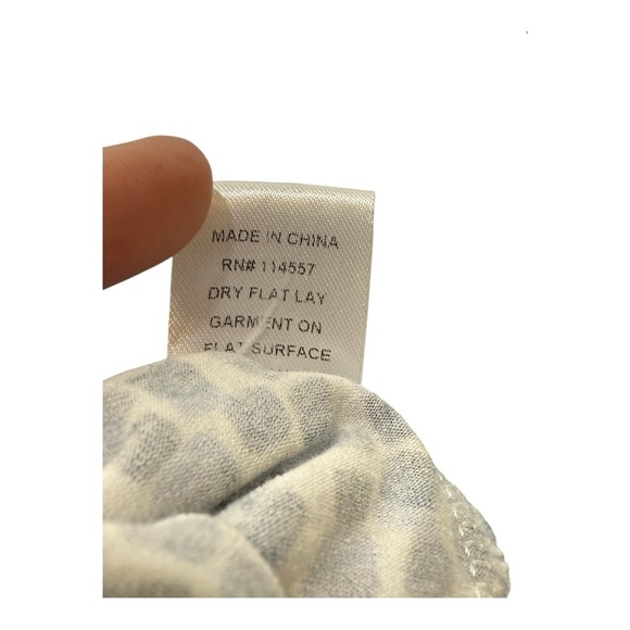 THML Blue White Knit Sleeveless Patterned Criss Cross Neckline Peplum Top Small - Picture 8 of 12